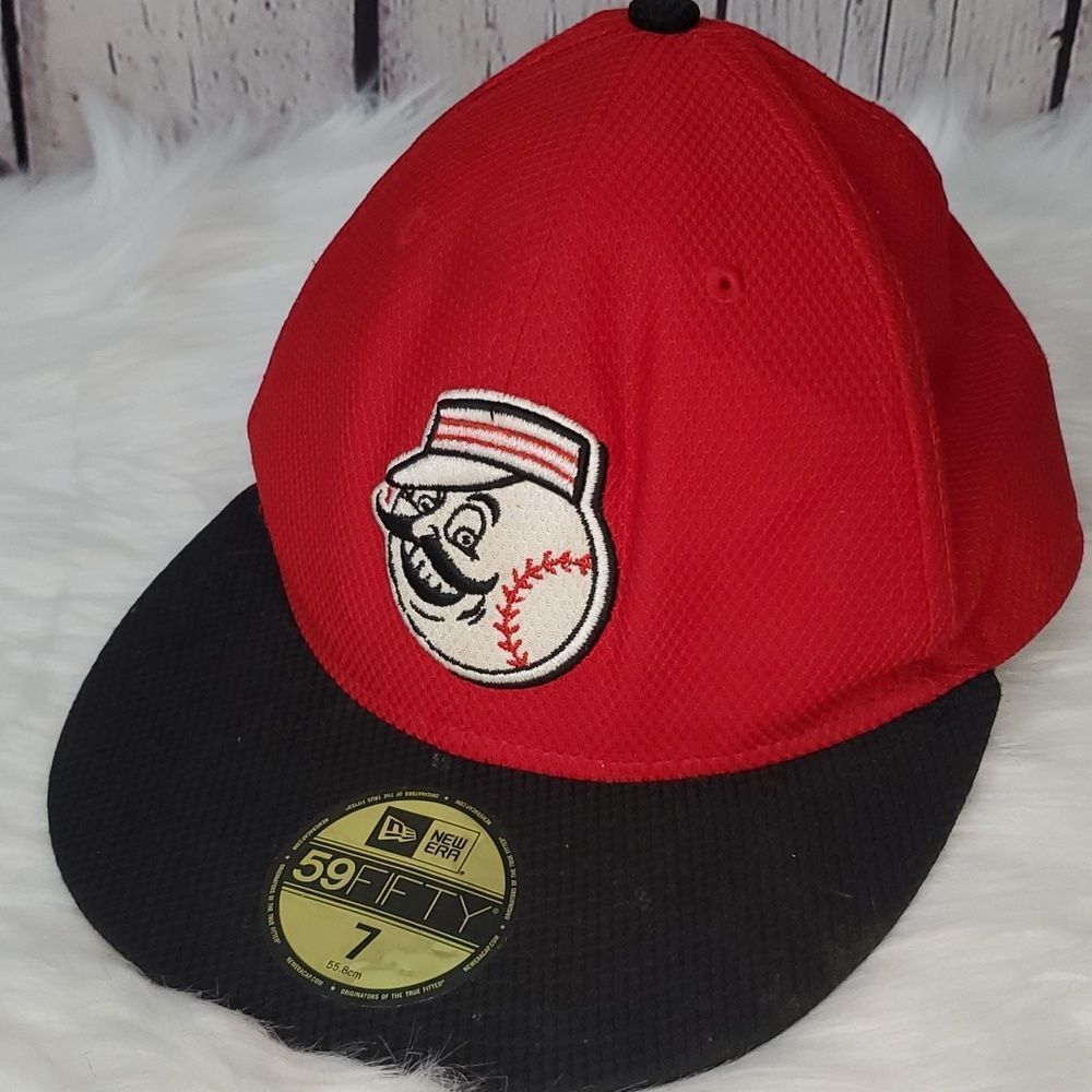 MLB Ohio Cincinnati Reds Red Baseball 59Fifty Size 7 New Era Fitted Baseball Hat - Picture 11 of 17